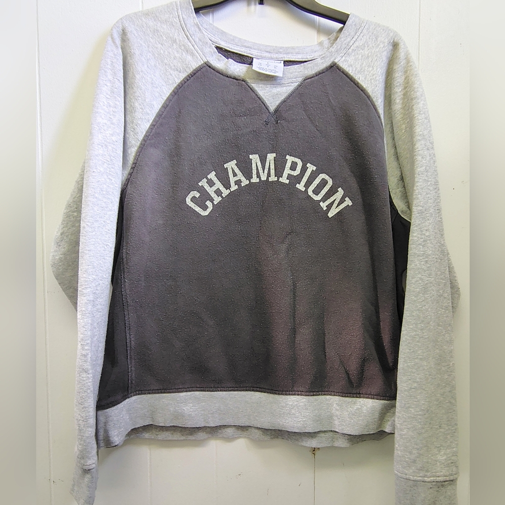 Champion Two-Tone Crewneck Sweatshirt - Gray/Charcoal Ladies Size L